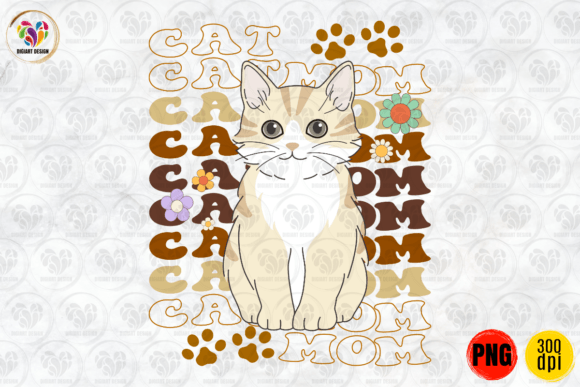 Cat Mom T-Shirt Sublimation PNG – A Versatile Graphic for Print Templates