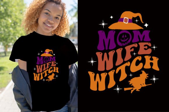 Mom Wife Witch Halloween T-shirt Design Graphics Review
